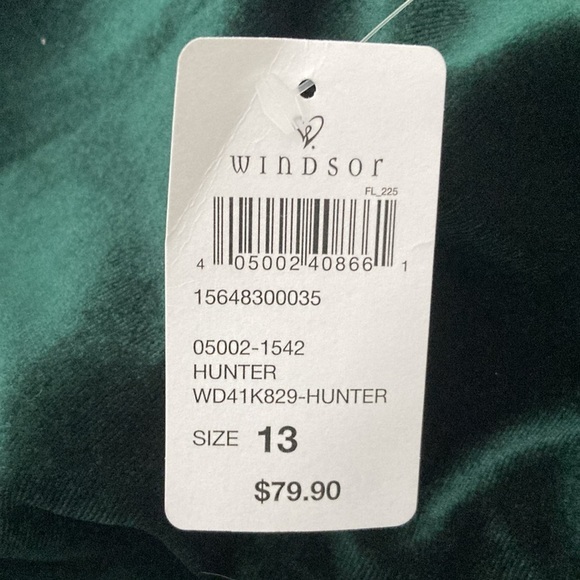 NWT Windsor Hunter Green Velvet Dress Size 13/14 - Picture 6 of 7